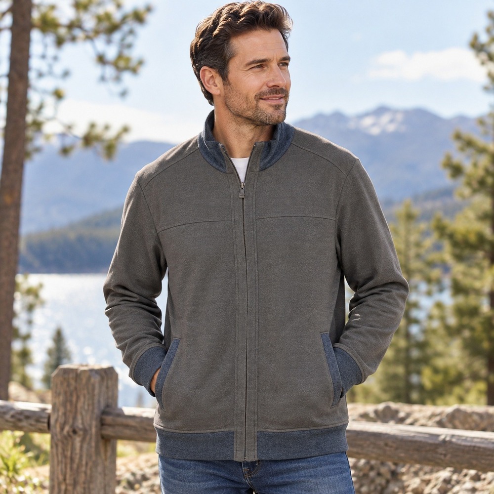 REI Jacket‎ Mens L Charcoal Gray Full Zip Mock Neck Stretch Lightweight Outdoor